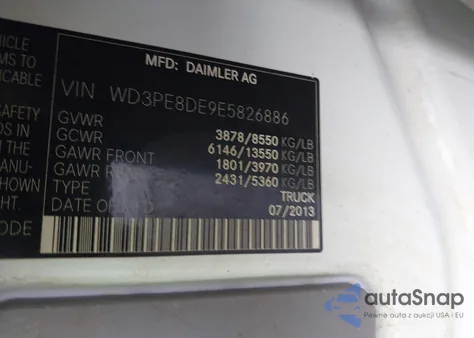 2014 Mercedes-Benz Sprinter 2500 High Roof from USA, damaged, VIN WD3PE8DE9E5826886